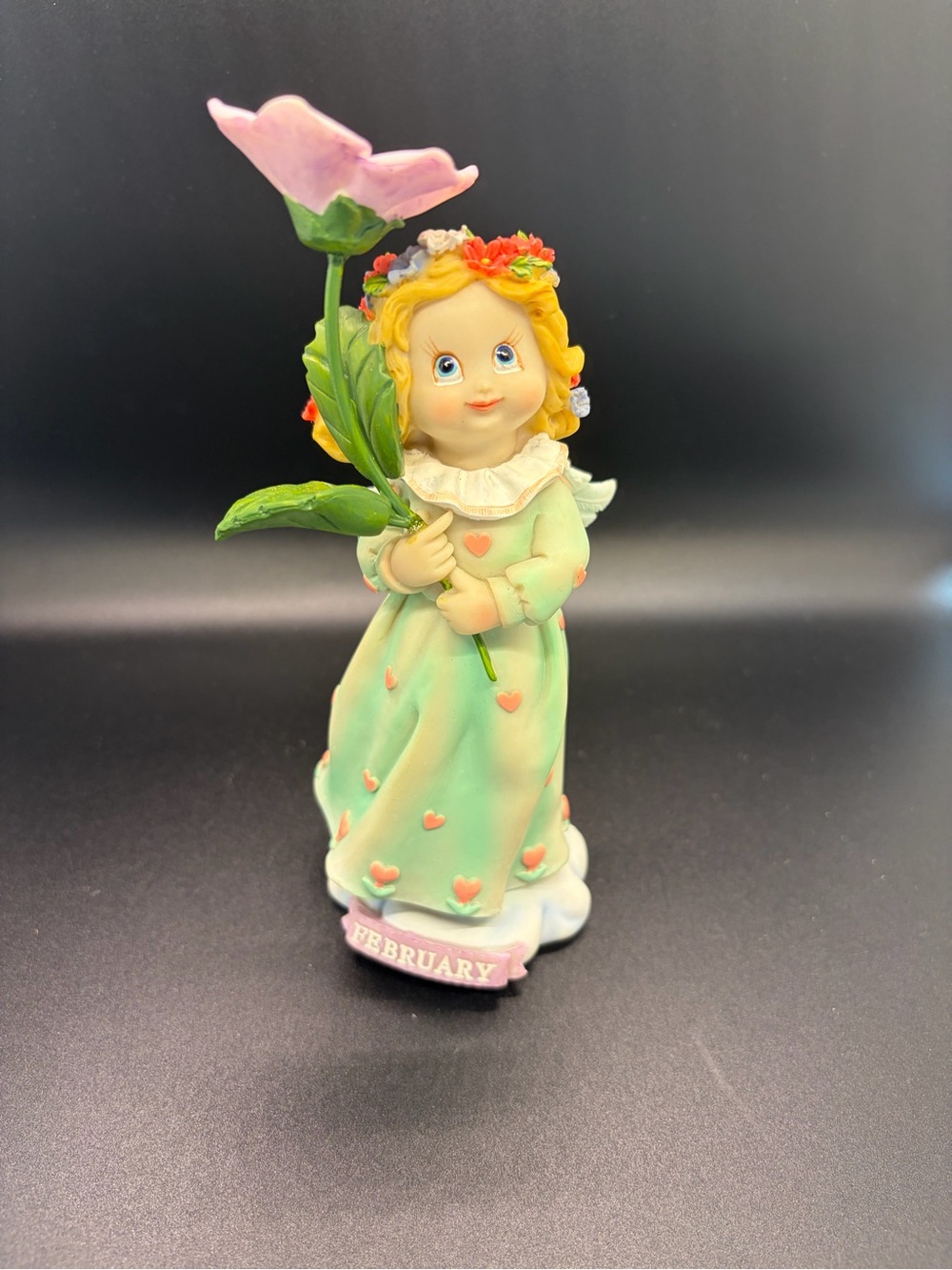 2003 Trippie’s Inc February Birthstone Flower Angel Figurine Purple Gem Box